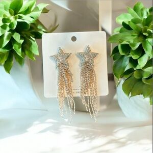Star Dangle Earrings with Rhinestones